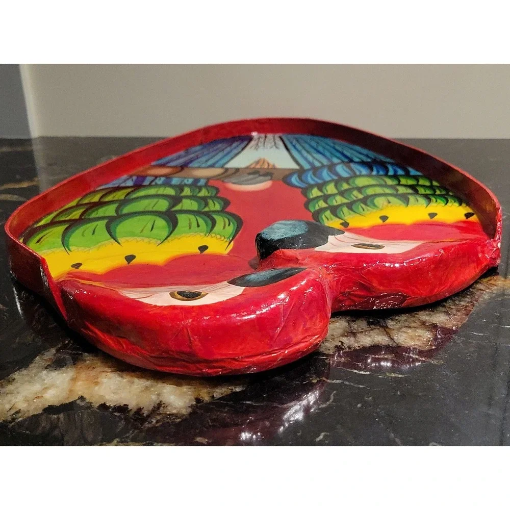 Parrots Tray Vintage Large Papier Mache Parrot Hand Painted Macaws Artist Signed